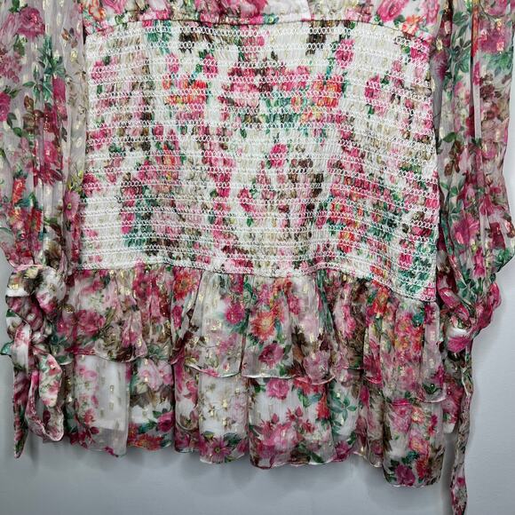 Rococo Sand Floral Surplice Mini Dress Size M - Picture 6 of 9